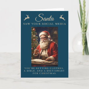 Naughty List Funny Sarcastic Santa Christmas Card