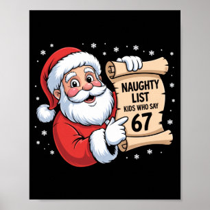 Naughty List Kids Who Say 67 Funny Meme 6 7 Christ Poster
