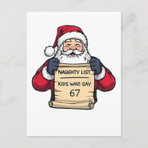 Naughty List Kids Who Say 6 7 Six Seven Christmas  Invitation Postcard