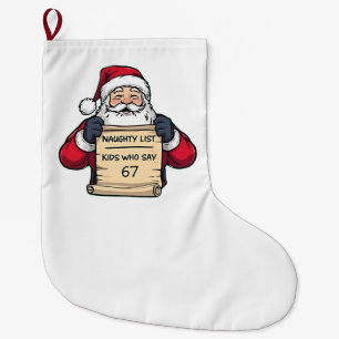 Naughty List Kids Who Say 6 7 Six Seven Christmas  Large Christmas Stocking