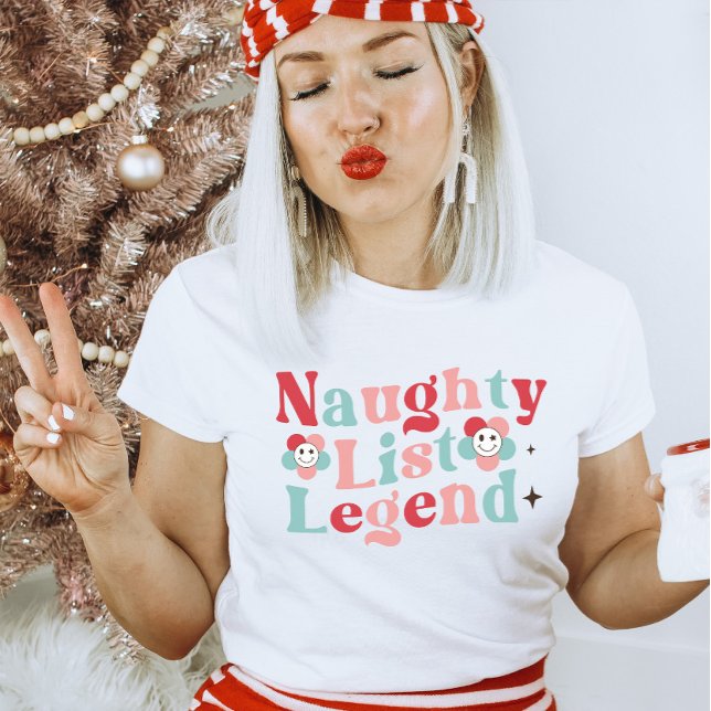 Naughty List Legend Retro Funny Christmas T-Shirt (Creator Uploaded)