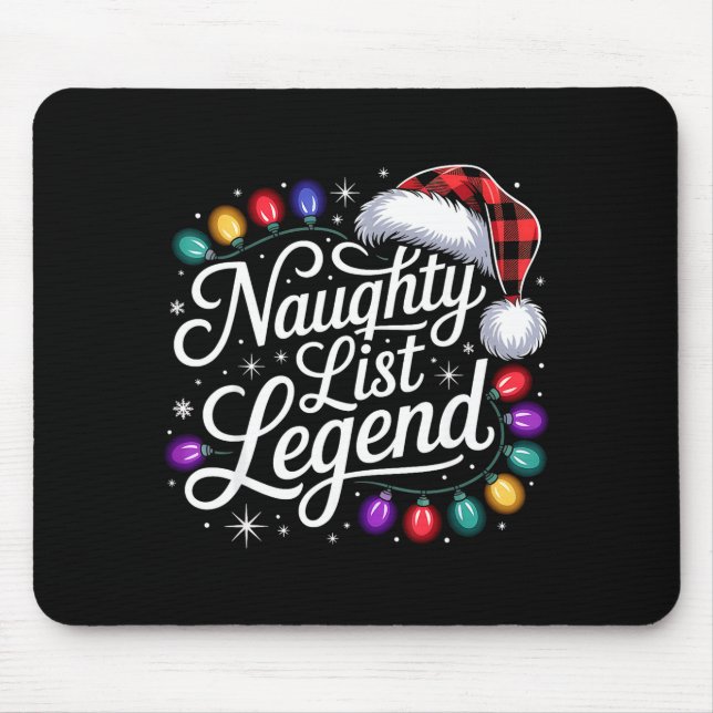 Naughty List Legend Xmas Lights Buffalo Plaid Red  Mouse Pad (Front)