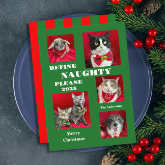Naughty List Pet Photo Christmas Flat Card