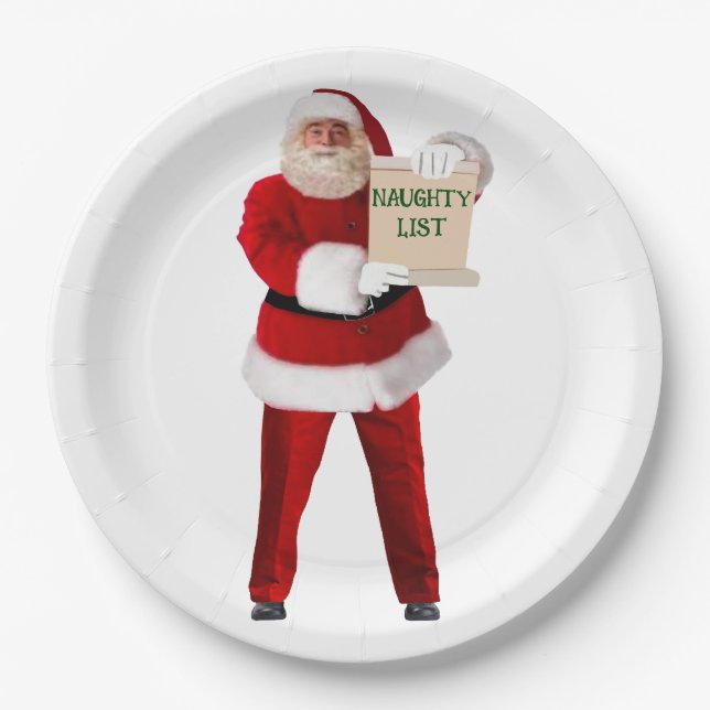 Naughty List Round 9" Paper Plates (Front)