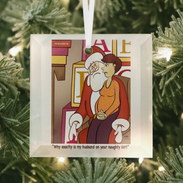 Naughty List Square Glass Ornament (Insitu)