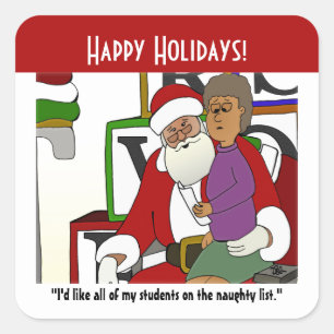 Naughty List Square Sticker