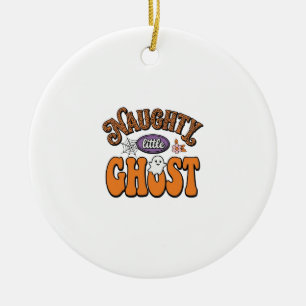 Naughty Little Ghost Vintage Halloween Shirt Desig Ceramic Ornament