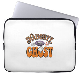 Naughty Little Ghost Vintage Halloween Shirt Desig Laptop Sleeve