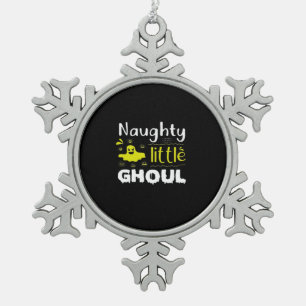 Naughty Little Ghoul Snowflake Pewter Christmas Ornament
