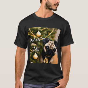 Naughty little pug puppy at Christmas time T-Shirt