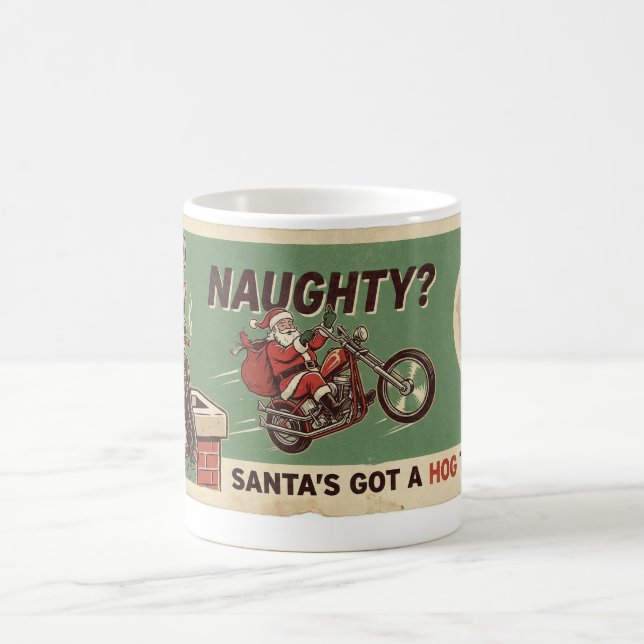 Naughty Me Santa's Harley Vintage Christmas Coffee Mug (Center)
