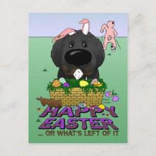 Naughty Newfie Happy Easter Holiday Postcard