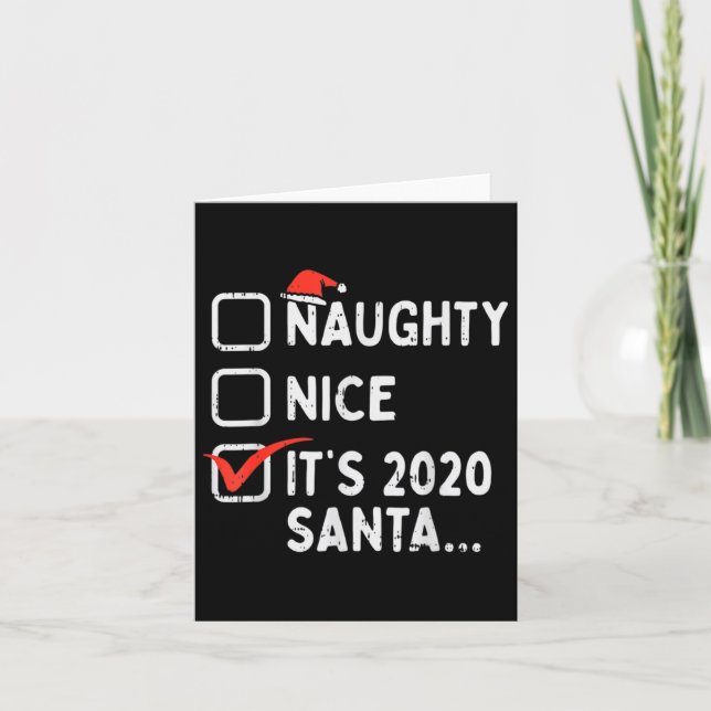 Naughty Nice 2020 Santa Funny Xmas Quarantine Tick Card (Front)