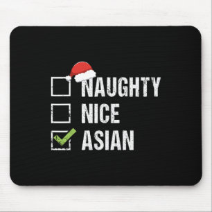 Naughty Nice Asian Asia Santa Hat Christmas Gift  Mouse Pad