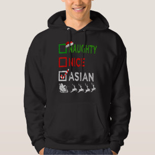 Naughty Nice Asian Christmas Pyjamas Funny Santa H Hoodie