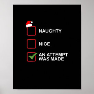 Naughty Nice Attempt Made Funny Christmas List Poster