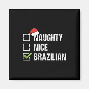 Naughty Nice Brazilian Brazil Santa Hat Christmas Magnet