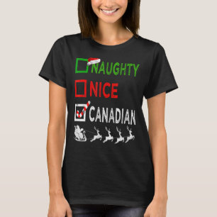 Naughty Nice Canadian Christmas Pyjamas Funny Sant T-Shirt