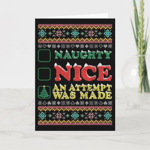 Naughty Nice Christmas Gift For Girl Card