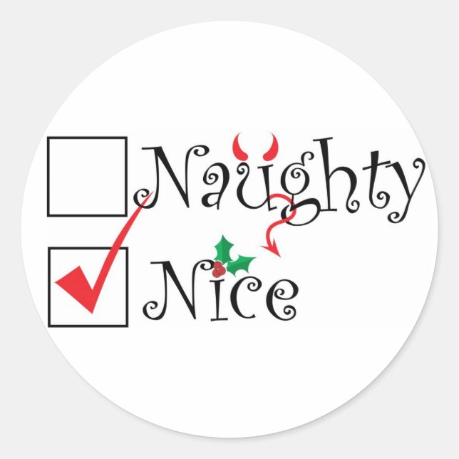 Naughty Nice Classic Round Sticker (Front)