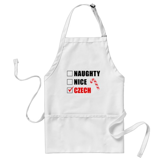 Naughty Nice Czech Christmas Design Adult Apron (Front)