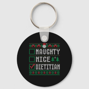 Naughty Nice Dietician Christmas List Holiday Seas Key Ring