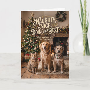 Naughty Nice Doing Our Best Pet Christmas Holiday Card