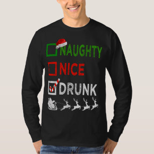 Naughty Nice Drunk Christmas Pyjamas Funny Santa H T-Shirt