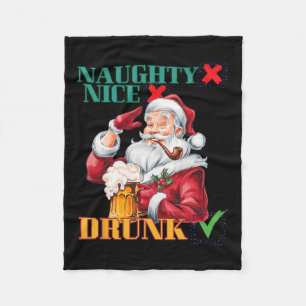 Naughty Nice Drunk Fleece Blanket