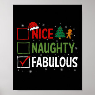 Naughty Nice Fabulous Christmas Pyjamas Santa Clau Poster