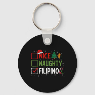 Naughty Nice Filipino Christmas Pyjamas Santa Clau Key Ring