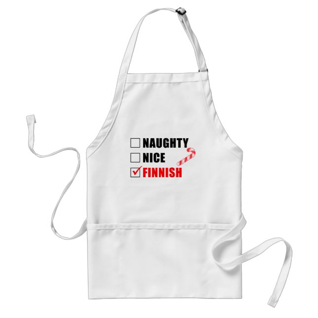 Naughty Nice Finnish Christmas Design Adult Apron (Front)