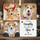 Naughty Nice Funny Dog 3 Pet Photo Christmas Metal Tree Decoration<br><div class="desc">A Little Naughty, but mostly Nice! Introducing our new personalised ornament collection - A Little Naughty But Mostly Nice! Our modern and fun ornaments are the perfect addition to your Christmas tree this holiday season. Our ornaments are designed for pet lovers, and feature cute and funny pictures of your furry...</div>