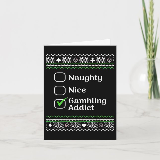 Naughty Nice Gambling Addict Christmas  Card (Front)
