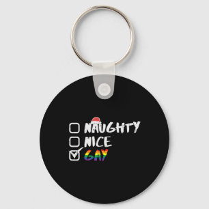 Naughty Nice Gay Rainbow Funny Gay Pride Lgbt Chri Key Ring