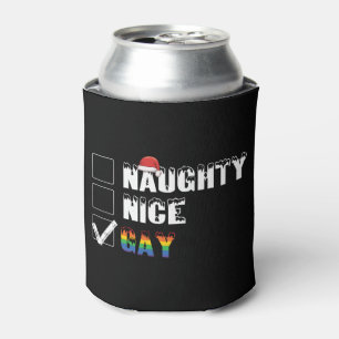 Naughty Nice Gay Rainbow Pride LGBT Christmas Gift Can Cooler