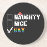Naughty Nice Gay Rainbow Pride LGBT Christmas Gift Coaster<br><div class="desc">Naughty Nice Gay Rainbow Pride LGBT Christmas Gift</div>