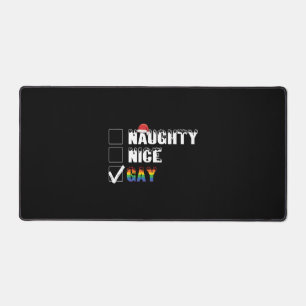 Naughty Nice Gay Rainbow Pride LGBT Christmas Gift Desk Mat
