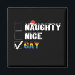 Naughty Nice Gay Rainbow Pride LGBT Christmas Gift Magnet<br><div class="desc">Naughty Nice Gay Rainbow Pride LGBT Christmas Gift</div>