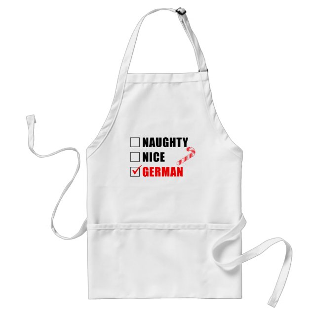 Naughty Nice German Christmas Design Adult Apron (Front)