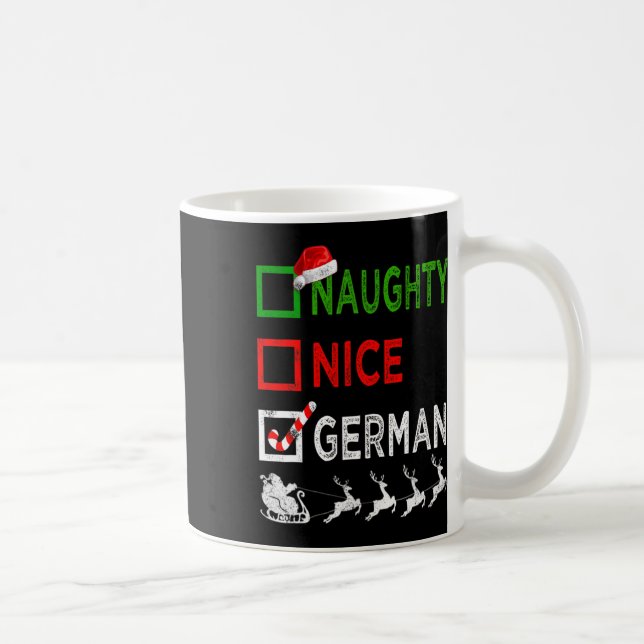 Naughty Nice German Christmas Pyjamas Funny Santa  Coffee Mug (Right)