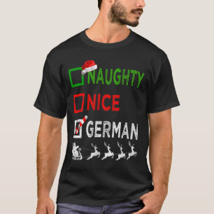 Naughty Nice German Christmas Pyjamas Funny Santa T-Shirt