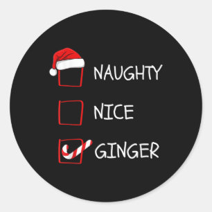 Naughty Nice Ginger Christmas Family Classic Round Sticker