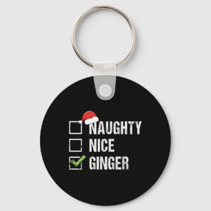 Naughty Nice Ginger Redhead Santa Hat Irish Christ Key Ring