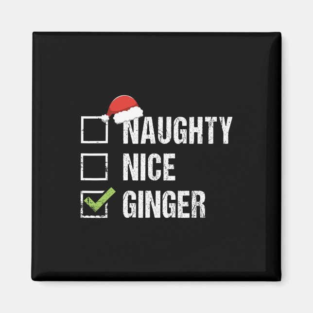 Naughty Nice Ginger Redhead Santa Hat Irish Christ Magnet (Front)