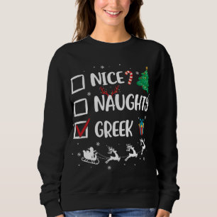 Naughty Nice Greek Christmas Funny Santa Hat Xmas Sweatshirt