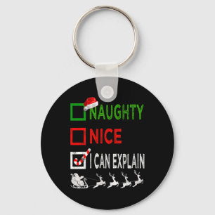 Naughty Nice I Can Explain Christmas Pyjamas Funny Key Ring