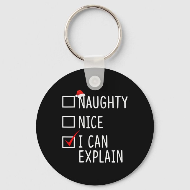 Naughty Nice I Can Explain Funny Christmas Santa H Key Ring (Front)