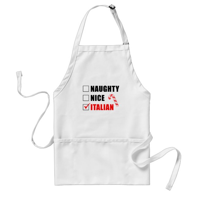 Naughty Nice Italian Christmas Design Standard Apron (Front)