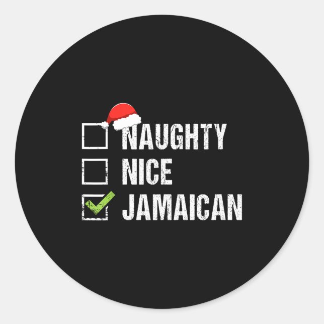 Naughty Nice Jamaican Shirt Santa Hat Christmas Gi Classic Round Sticker (Front)